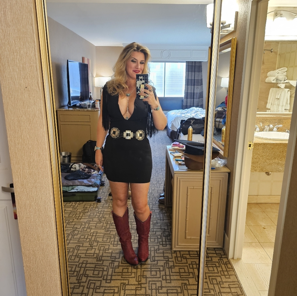 Sexy black fringe dress